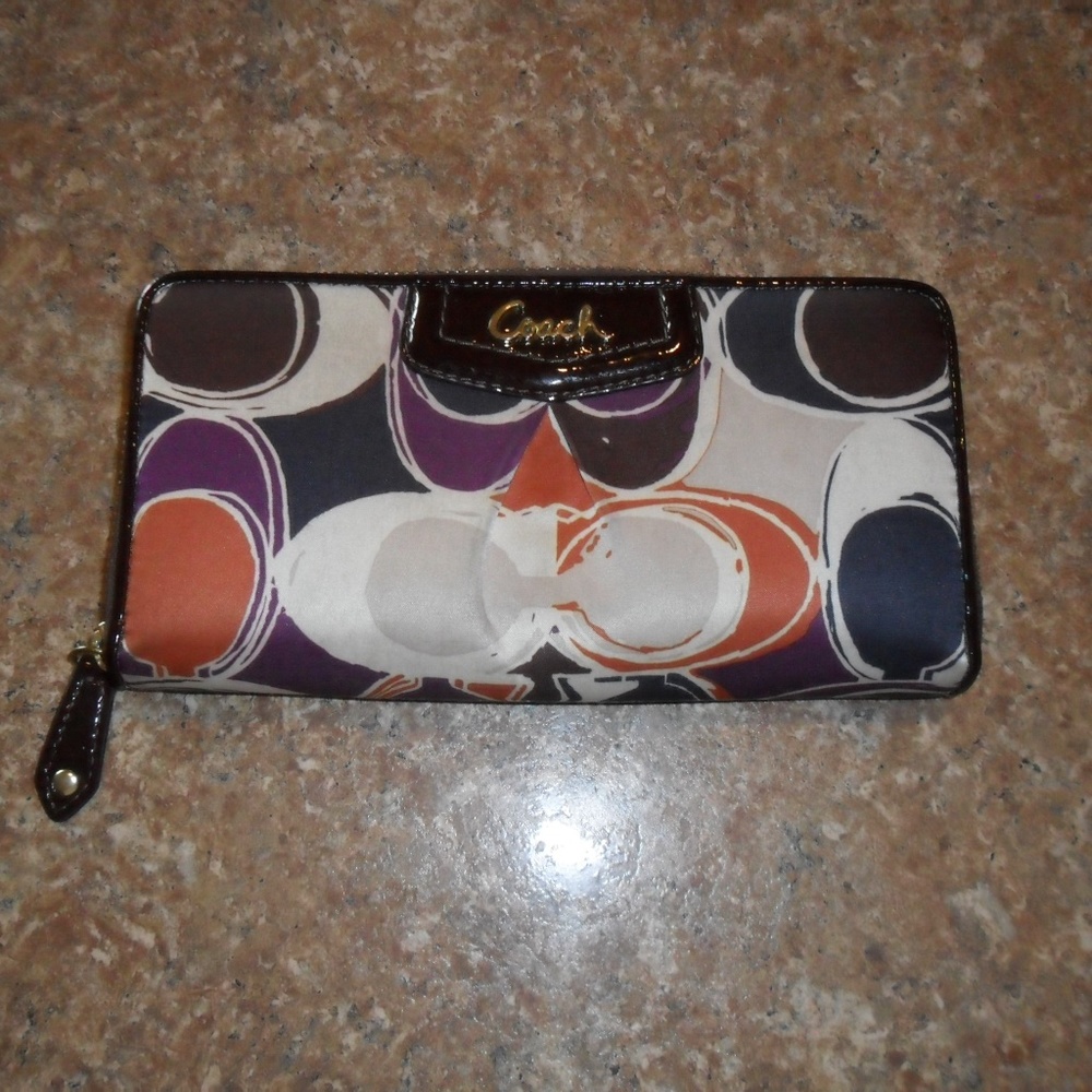 Coach Silky Fabric Logo Wallet Colorful! Roomy 2!